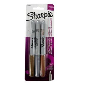 NEW Sharpie Metallic Marker Fine Tip 3 Pk Gold Silver Bronze Office School Home